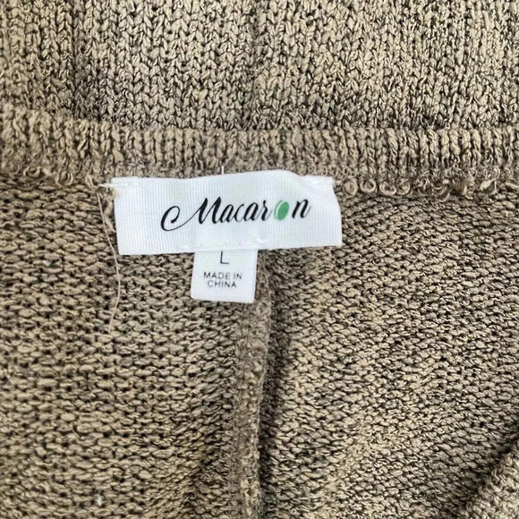 Macaron Women Brown Short Sleeve Raw Hem Pullover Sweater L - Picture 3 of 4